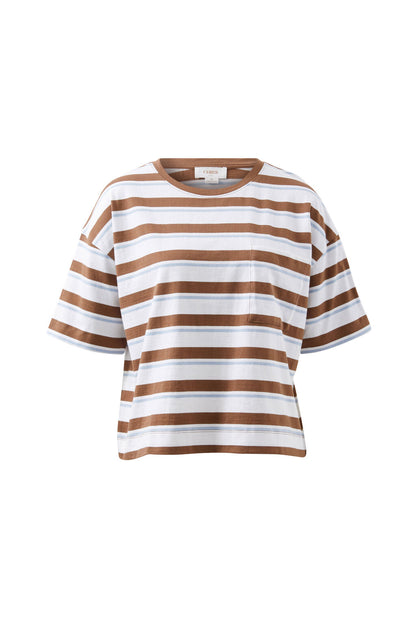 Ceres Life - Boxy Pocket Tee - White/Milk Choc Chalk Stripe