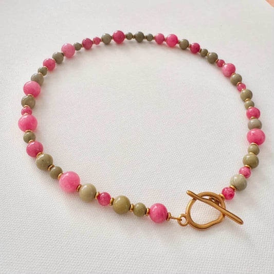 JUST LANDED Luna Foundling - Strawberry Matcha Stone Necklace