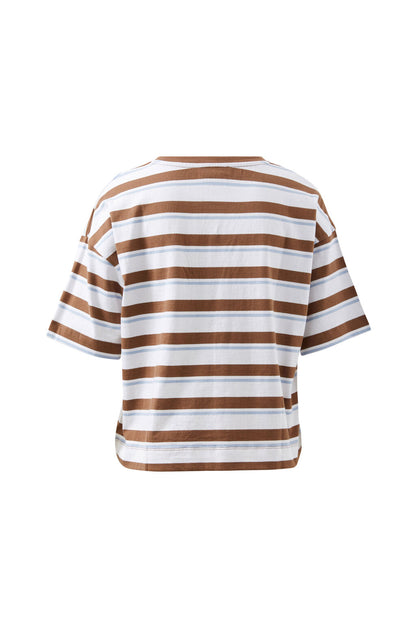 Ceres Life - Boxy Pocket Tee - White/Milk Choc Chalk Stripe