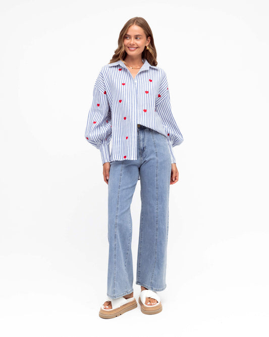 SALE item  - Harper High-Rise Straight Leg Denim Jeans - Mid Blue
