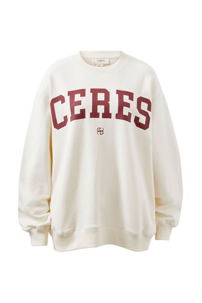 Ceres Life - Isla Oversized Slouchy Crew - Winter White Heritage Logo