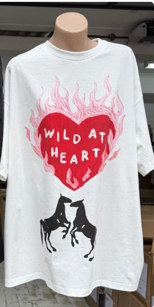 NEW IN By Frankie - White Tee Shirt - WILD AT HEART (pre-order)