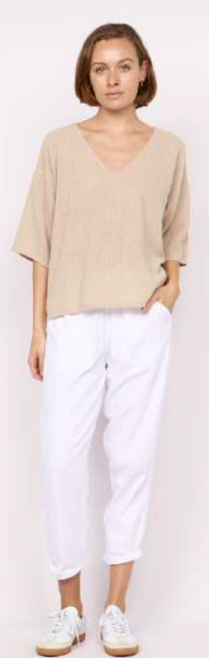 Carbon the Label - Koa Cotton V neck top - Beige