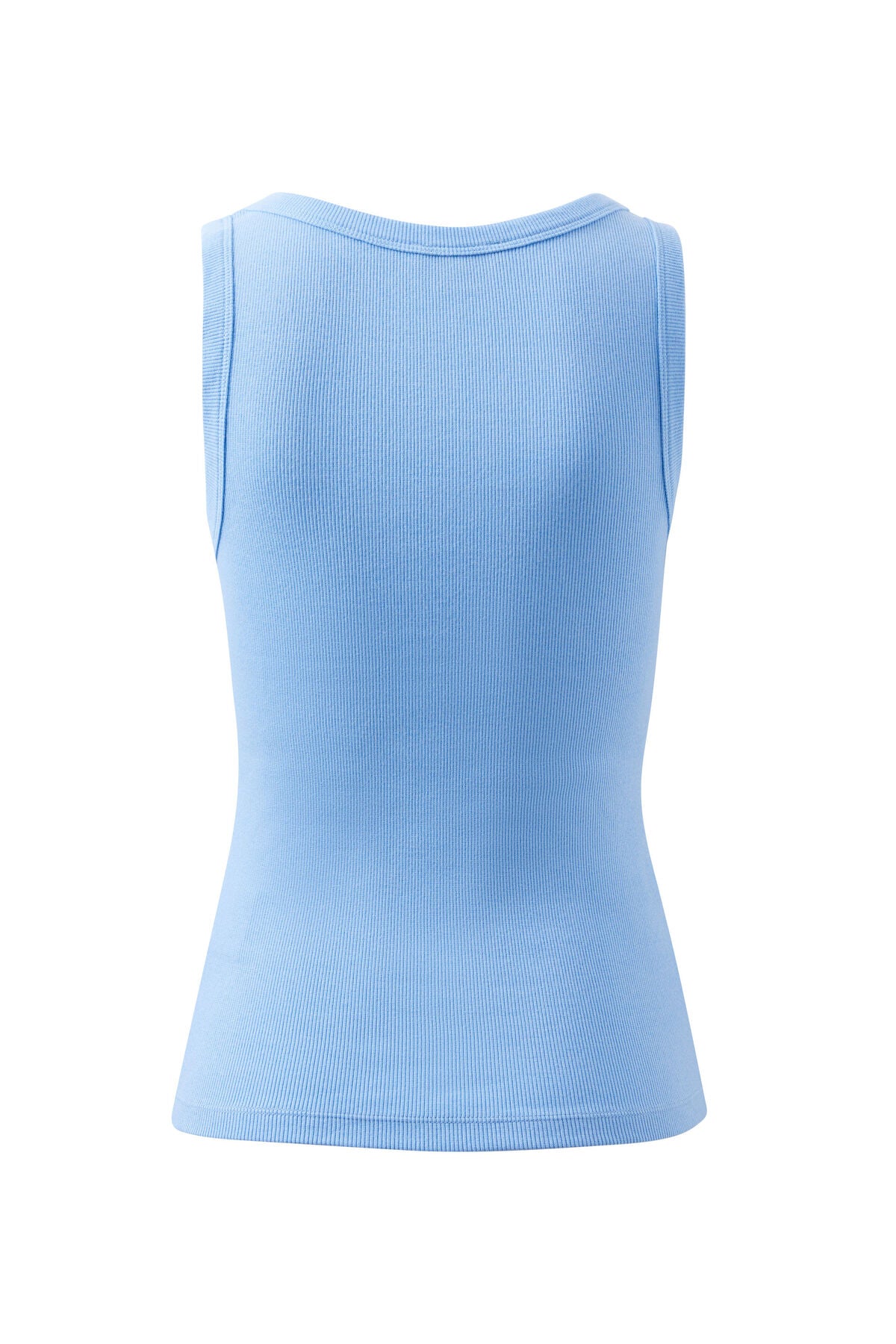 Ceres Life - Zoe Contour Rib Scoop Tank - Powder Blue/ Monogram Embroidery