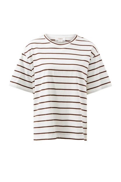 Ceres Life - Stevie Slouchy Tee - Vanilla/Chocolate Fine Stripe