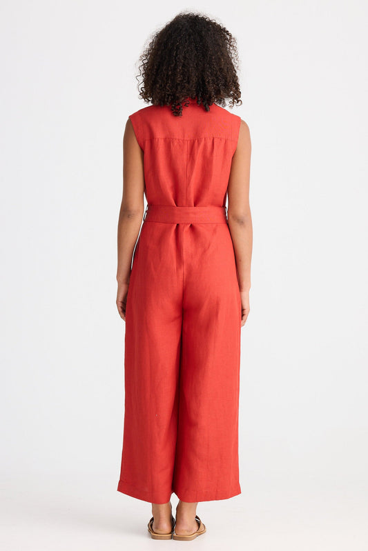 The Shanty -  Isola Jumpsuit - Cherry Linen Blend