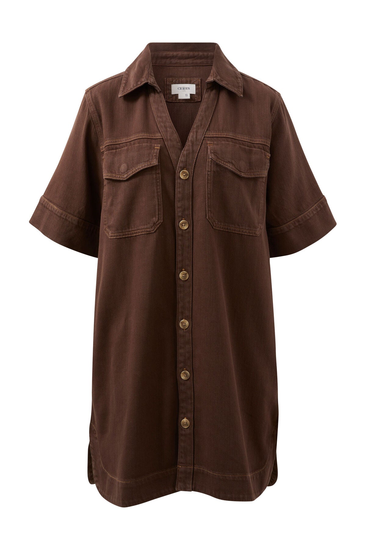 Ceres Life - Bonnie Relaxed Shirt Dress - Chocolate