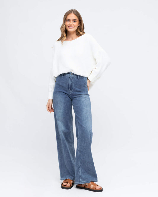 SALE item - Meg High Waisted Wide Leg Jeans - Denim Blue