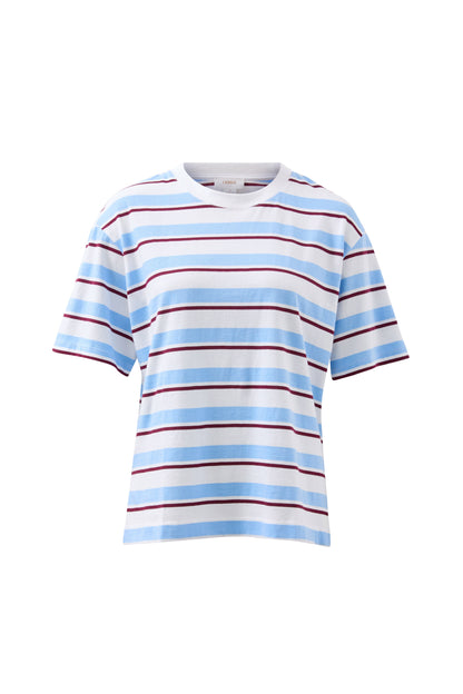 Ceres Life - Stevie Slouchy Tee - Powder/Pomegranate Retro Stripe