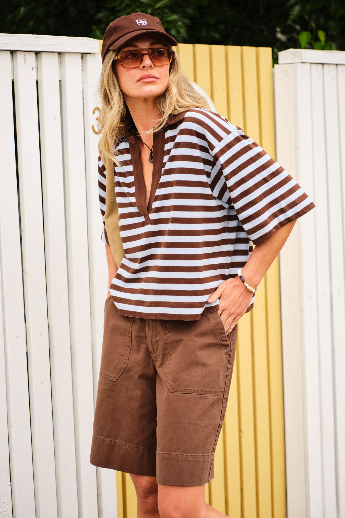 Ceres Life - Arlie Short Sleeve Rugby - Choc/Chalk Stripe