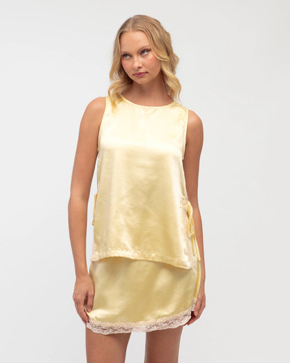 NEW IN Paper Heart - Joyce Satin Top - Butter Yellow - (Pre-Order)