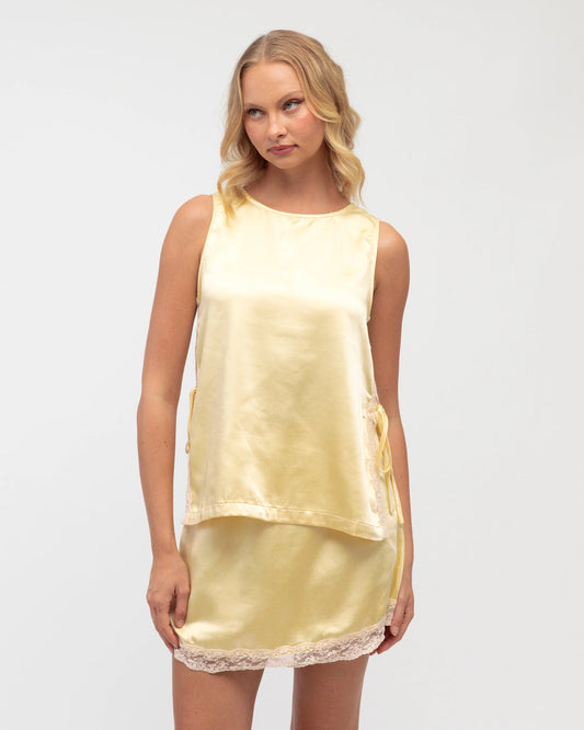 NEW IN Paper Heart - Joyce Satin Top - Butter Yellow - (Pre-Order)