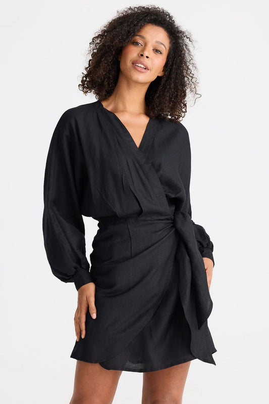 The Shanty Corporation - Porto Dress - Black Linen Blend