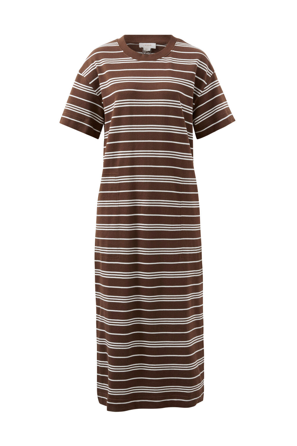 Ceres Life - Charlotte Midi Terry Dress - Chocolate White Stripe