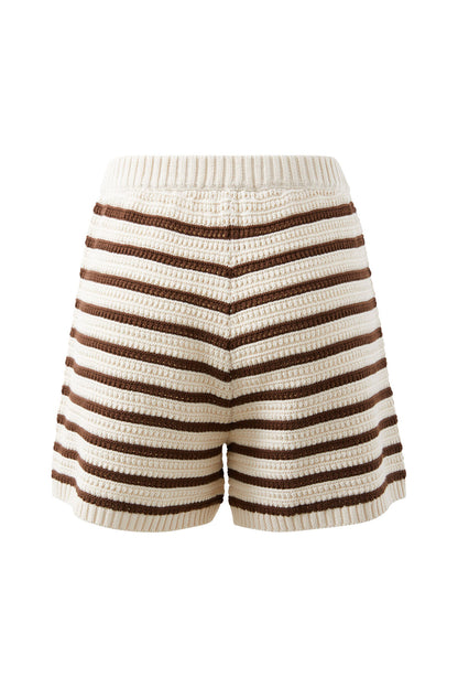 Ceres Life - Molly Textured Knit Short - Chocolate Stripe