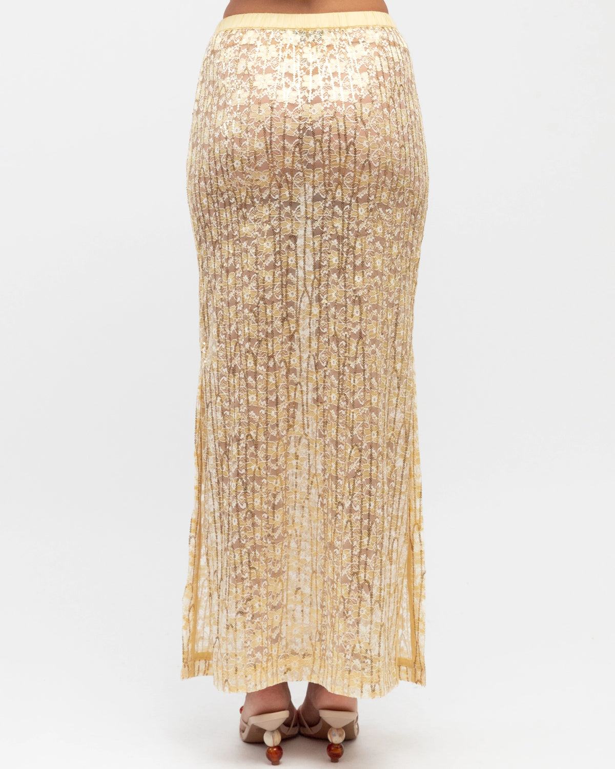 NEW IN Paper Heart - Sequin Lace Midi Skirt - Cream - (Pre-Order)